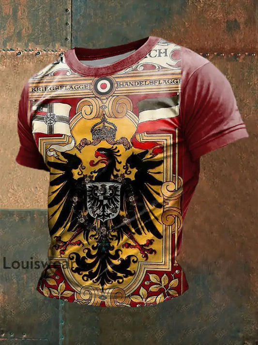 Männer deutsches Reich Adler mit Fahnen bedrucktes Kurzarm-T-Shirt als bild / S