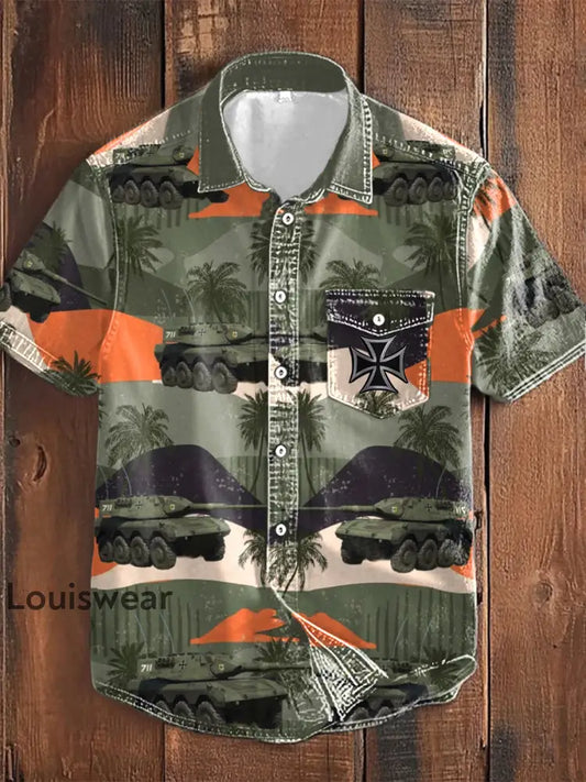 Männer Deutschland Bundeswehr Print Kurz ärmel iges Hemd als bild / S