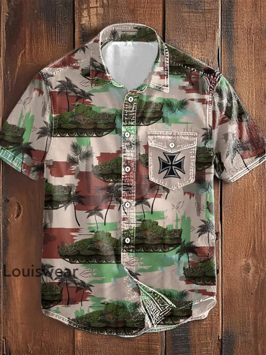 Männer Deutschland Bundeswehr Print Kurz ärmel iges Hemd als bild / S