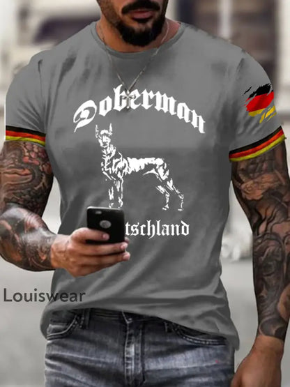 Männer Deutschland Dobermann kurze Ärmel T-Shirt Grau / S