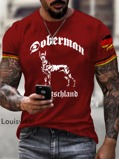 Männer Deutschland Dobermann kurze Ärmel T-Shirt Rot / S