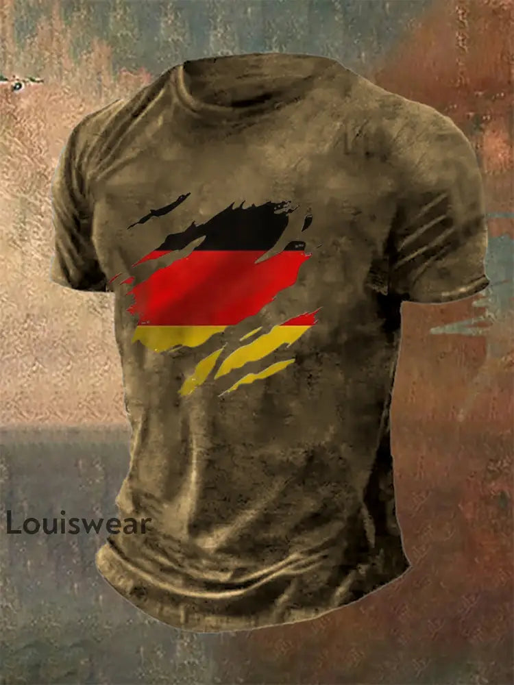 Männer Deutschland Grafik gedruckt Kurzarm T-Shirt Braun / S