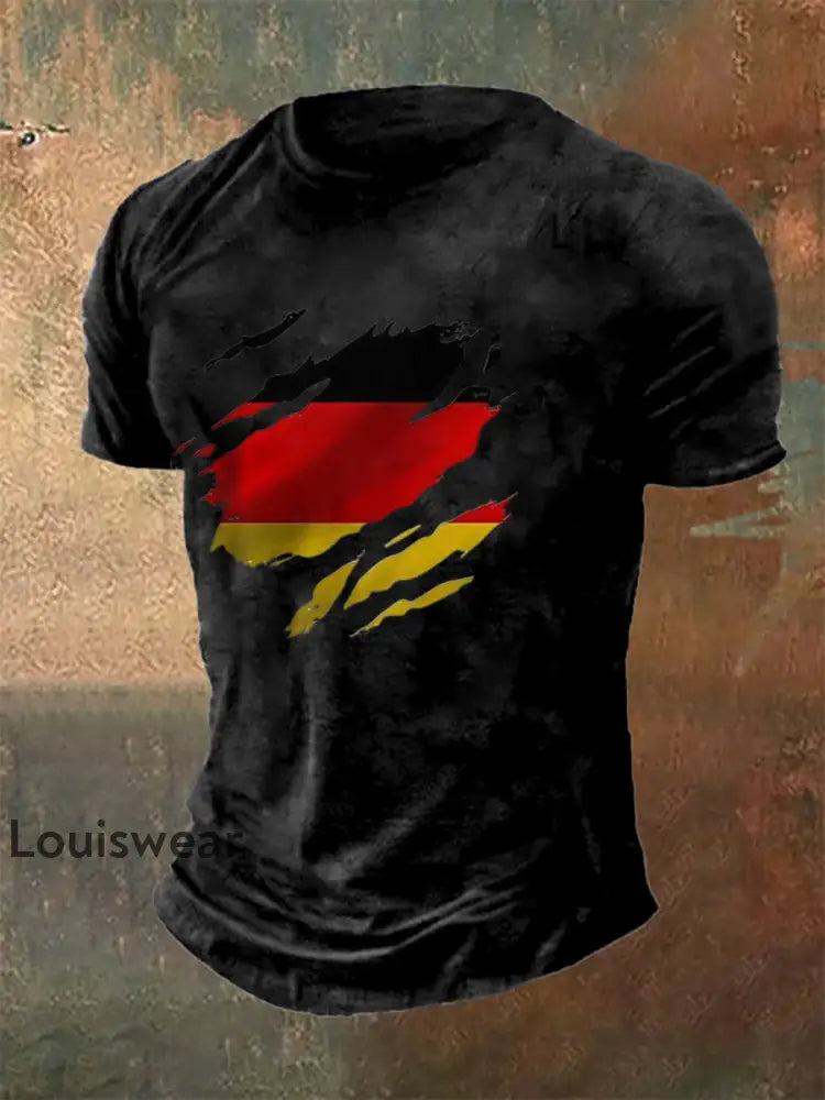 Männer Deutschland Grafik gedruckt Kurzarm T-Shirt Schwarz / S
