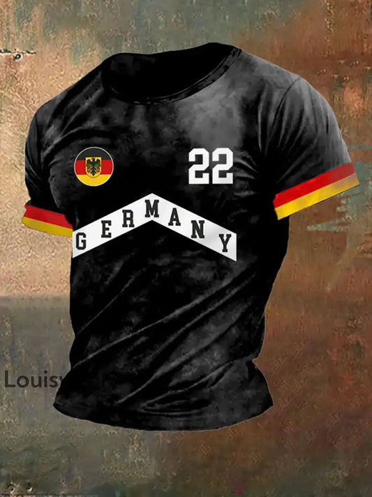 Männer Deutschland Kurzarm Rundhals T-Shirt Schwarz / S