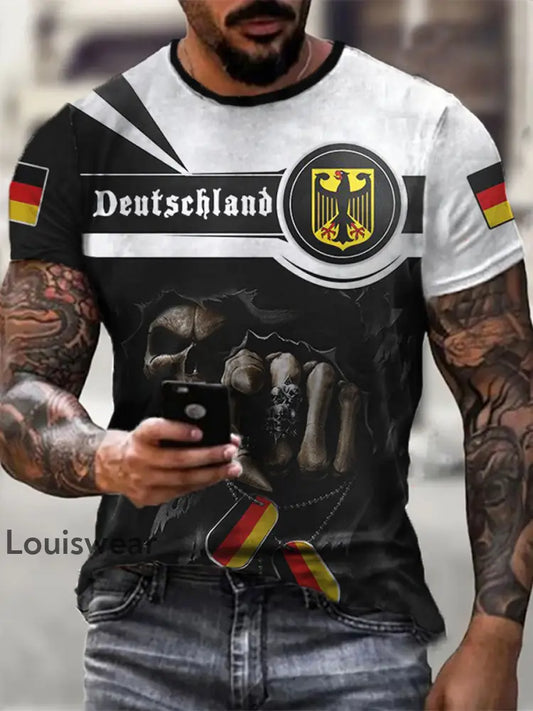 Männer Deutschland Schädel gedruckt Kurzarm T-Shirt als bild / S
