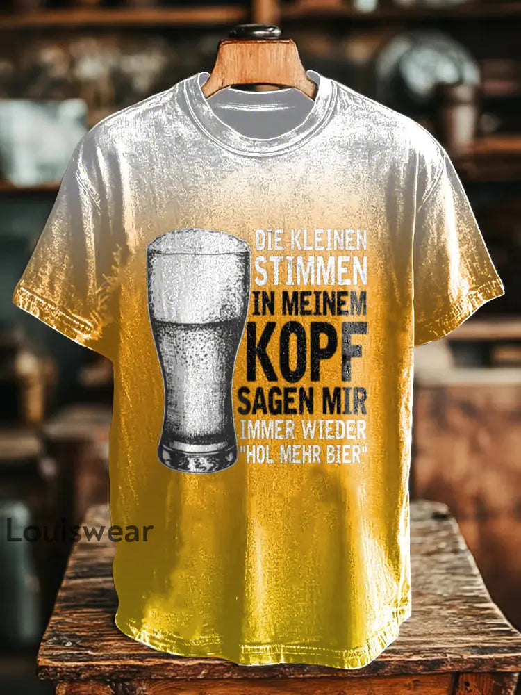 Männer Die kleinen stimmen in meinem kopf sagen mir immer wieder Loch mehr bier T-Shirt als bild / S