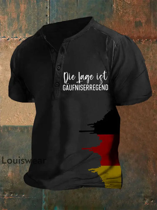 Männer Die Lage Ist Gaufniser regend Bedrucktes Kurzarm-T-Shirt Schwarz / S
