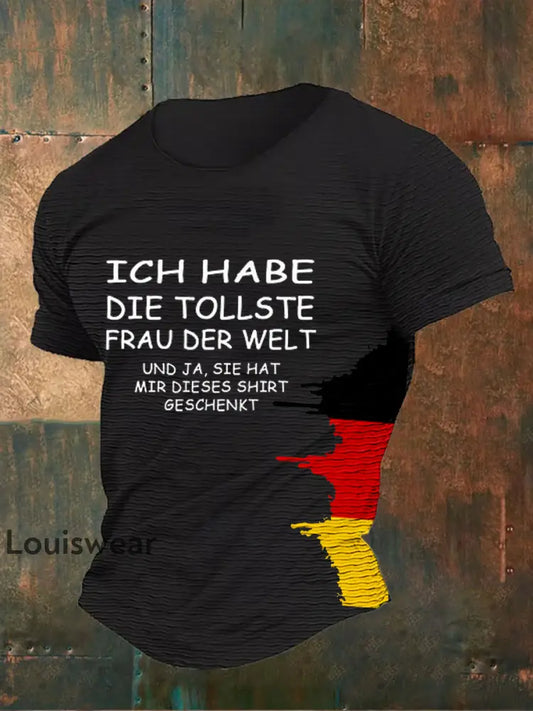 Männer Die tollste Frau der Welt bedrucktes Kurzarm-T-Shirt Schwarz / S