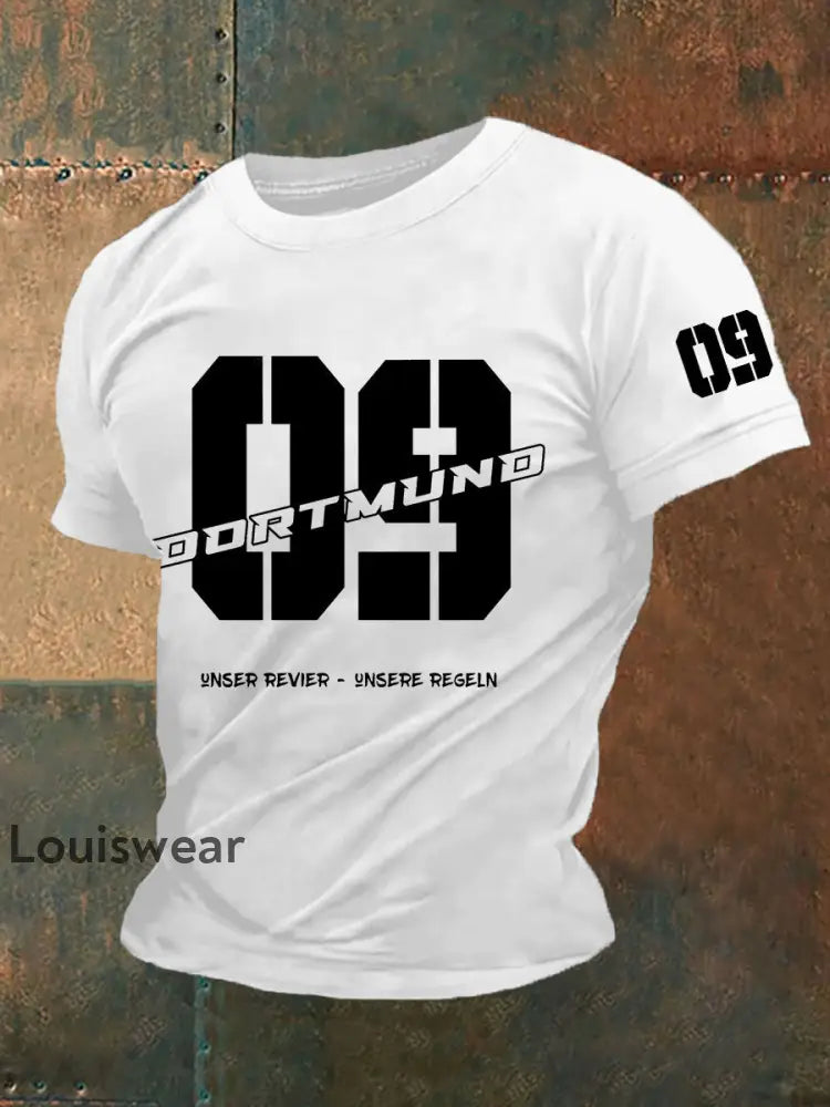 Männer Dortmund bedrucktes Kurzarm-T-Shirt Weiß / S
