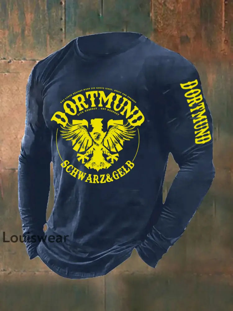 Männer Dortmund Langarm T-Shirt Marineblau / S