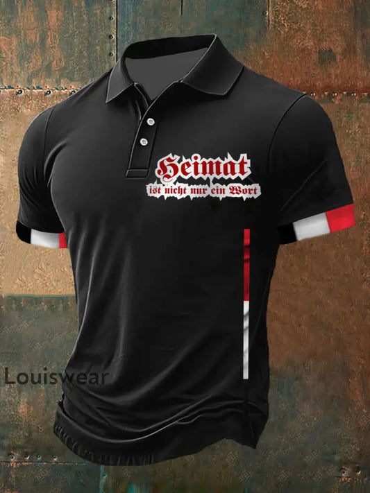 Männer Heimat ist nicht ein Wort bedrucktes Kurzarm-Polos hirt Schwarz / S