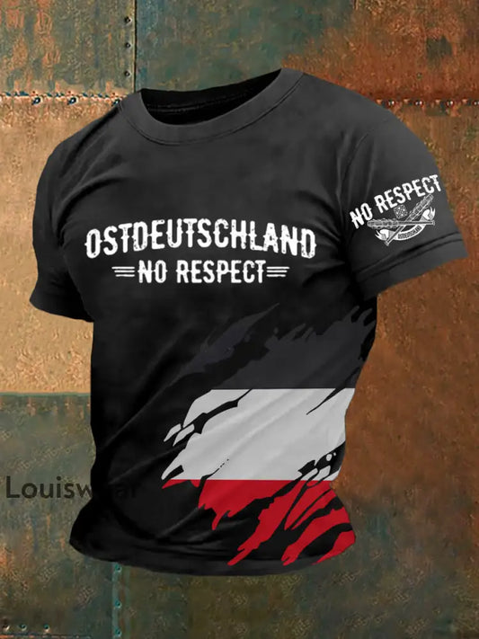 Männer Ost deutschland Kein Respekt Bedrucktes Kurzarm-T-Shirt Schwarz / S