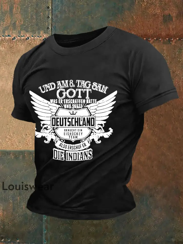 Männer Und Am 8. Tag Sah Gott Was Erschaffen Hatte Und Sage Die Deutschland Braucht Kurzarm-T-Shirt Schwarz / S