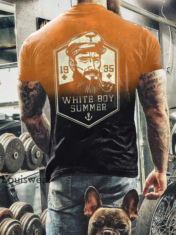 Männer weißer Junge Sommer bedrucktes Kurzarm-T-Shirt