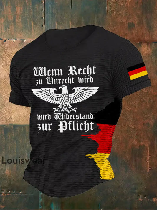 Männer Wenn Recht zu Unrecht wird Print T-Shirt Schwarz / S