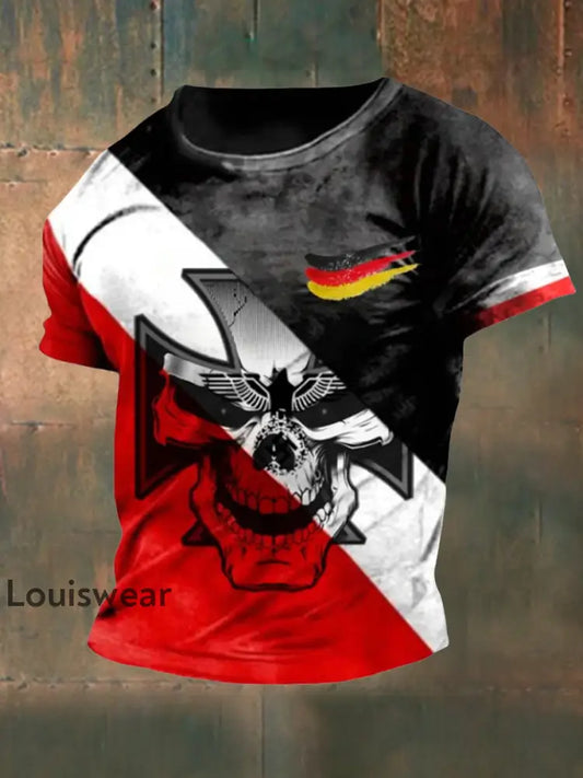 Men’s Iron Cross Skull Print T-Shirt As picture / S