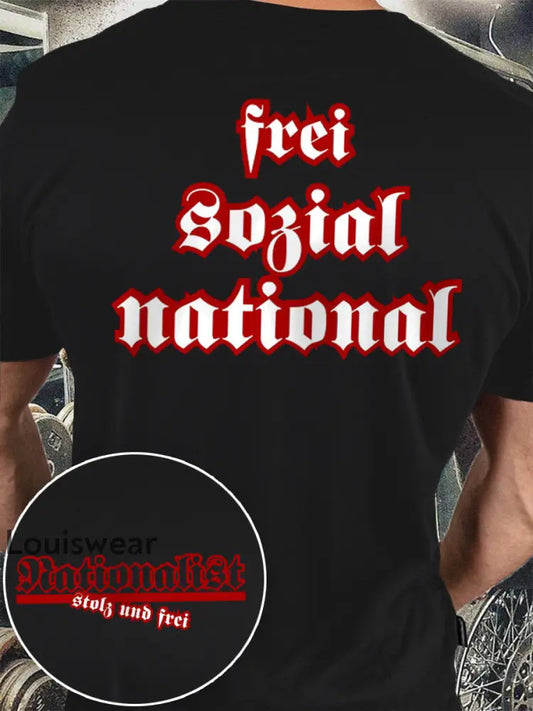 Nationalist isches bedrucktes Kurzarm-T-Shirt für Männer Schwarz / S