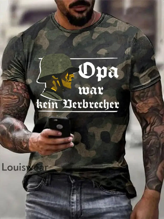 Opa War Kein Verbrecher Bedrucktes Kurzarm-T-Shirt für Männer Armee grün / S