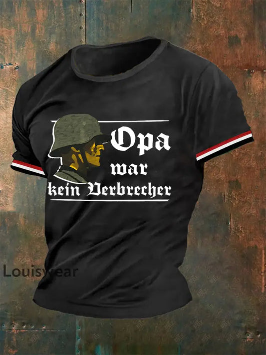 Opa War kein Verbrecher Bedrucktes Kurzarm-T-Shirt für Männer Schwarz / S