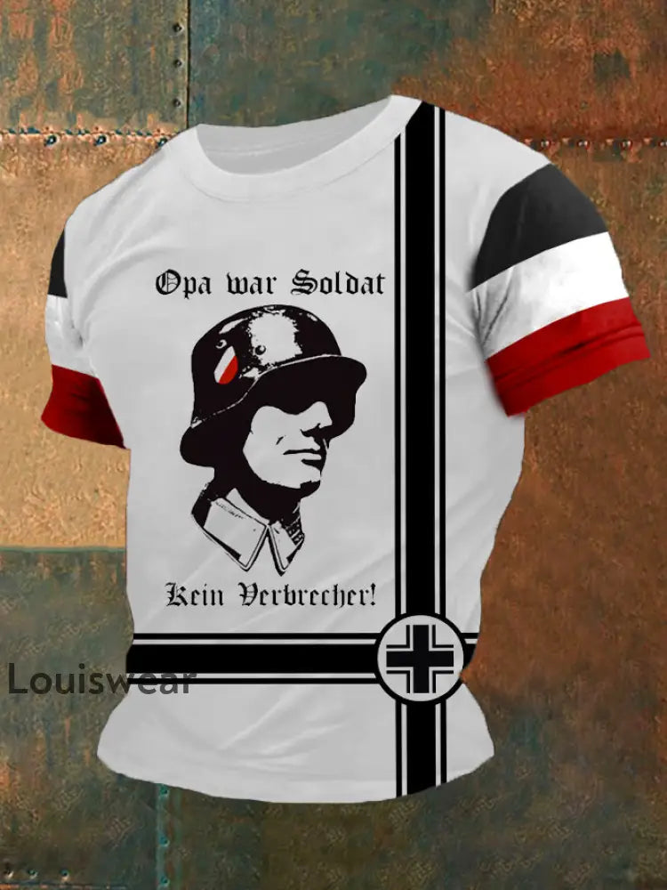 Opa War Soldat Kein Verbrecher Bedrucktes Kurzarm-T-Shirt für Männer Weiß / S