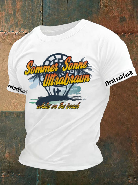 Herren Retro Deutsch Print Lässiges Kurzarm T-Shirt