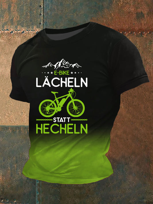 Herren E-Bike Shirt Lächeln Statt Hecheln Kurzarm T-Shirt