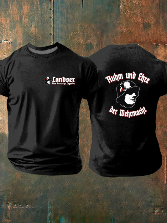 Herren Retro deutsche Kultur und Kunstdruck Casual T-Shirt