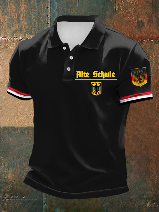 Herren Retro deutscher Kultur-und Kunstdruck Casual Polo