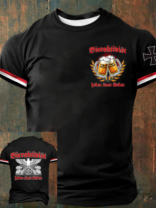 Herren Retro deutsche Kultur und Kunstdruck Casual T-Shirt