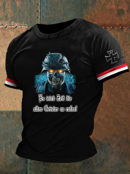 Herren Retro deutsche Kultur und Kunstdruck Casual T-Shirt