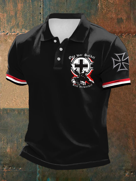 Herren Retro deutscher Kultur-und Kunstdruck Casual Polo