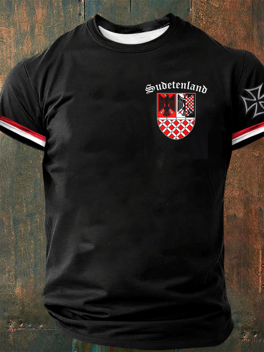 Herren Retro Deutsches Kultur muster Lässiges Kurzarm-T-Shirt