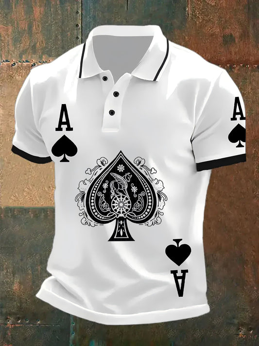 Herren Retro Poker Kunstdruck Casual Polo Shirt