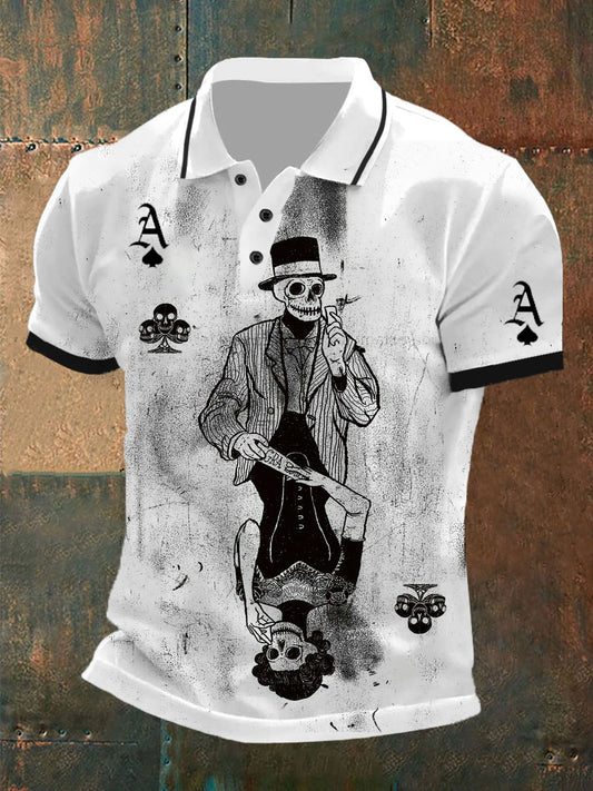 Herren Retro Poker Kunstdruck Casual Polo Shirt