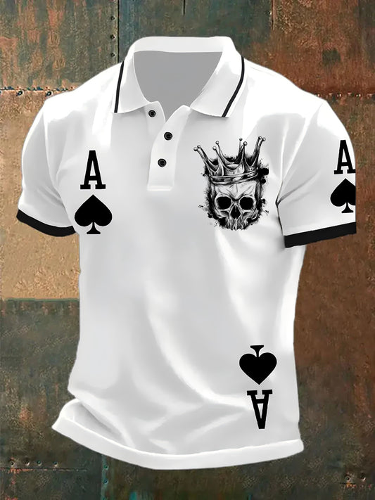 Herren Retro Poker Kunstdruck Casual Polo Shirt
