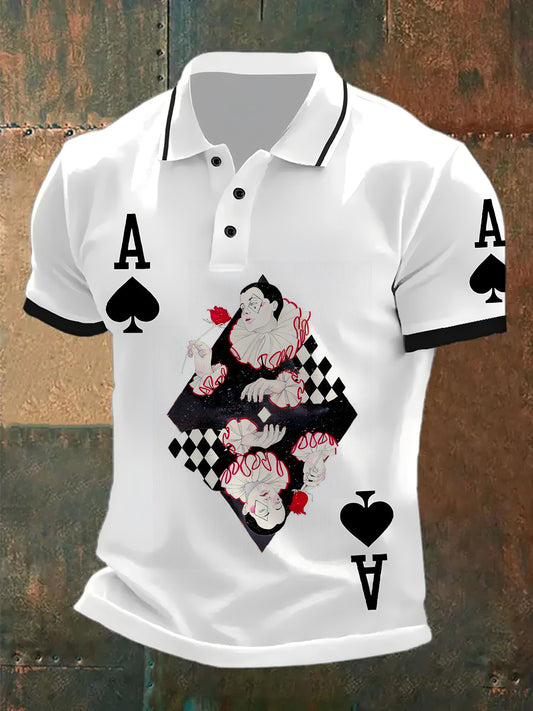 Herren Retro Poker Kunstdruck Casual Polo Shirt