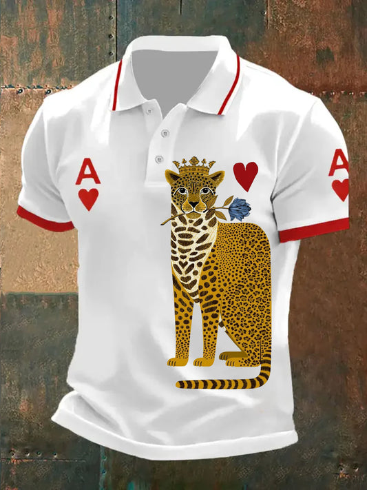 Herren Retro Poker Kunstdruck Casual Polo Shirt