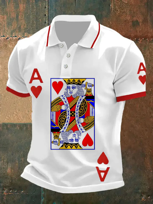 Herren Retro Poker Kunstdruck Casual Polo Shirt