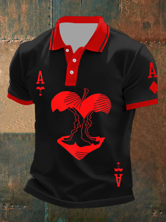 Herren Retro Poker Kunstdruck Casual Polo Shirt