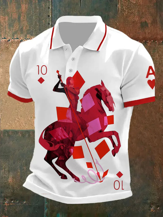 Herren Retro Poker Kunstdruck Casual Polo Shirt