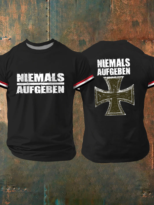 Niemals Aufben Bedrucktes Kurzarm-T-Shirt für Herren