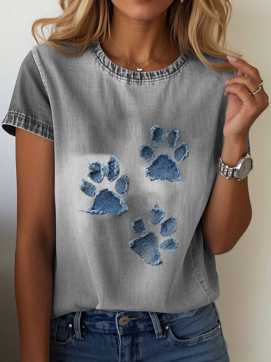 Damen Jeans-Pfote T-Shirt