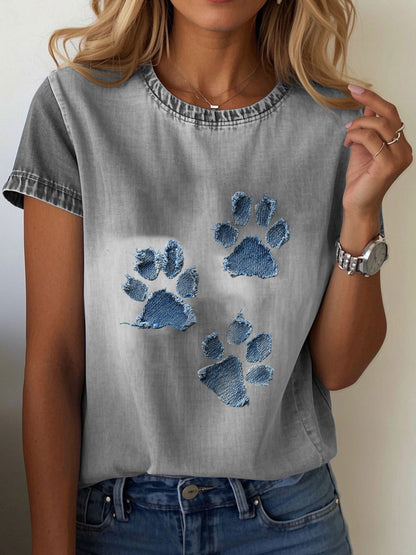 Damen Jeans-Pfote T-Shirt