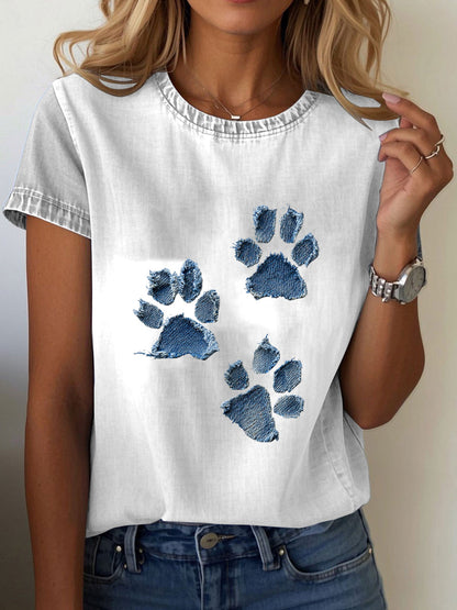 Damen Jeans-Pfote T-Shirt
