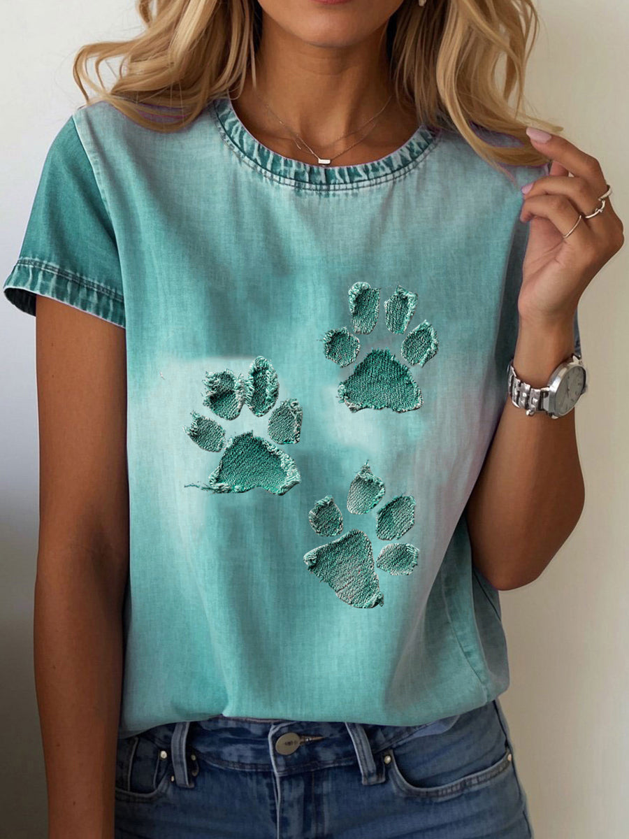 Damen Jeans-Pfote T-Shirt