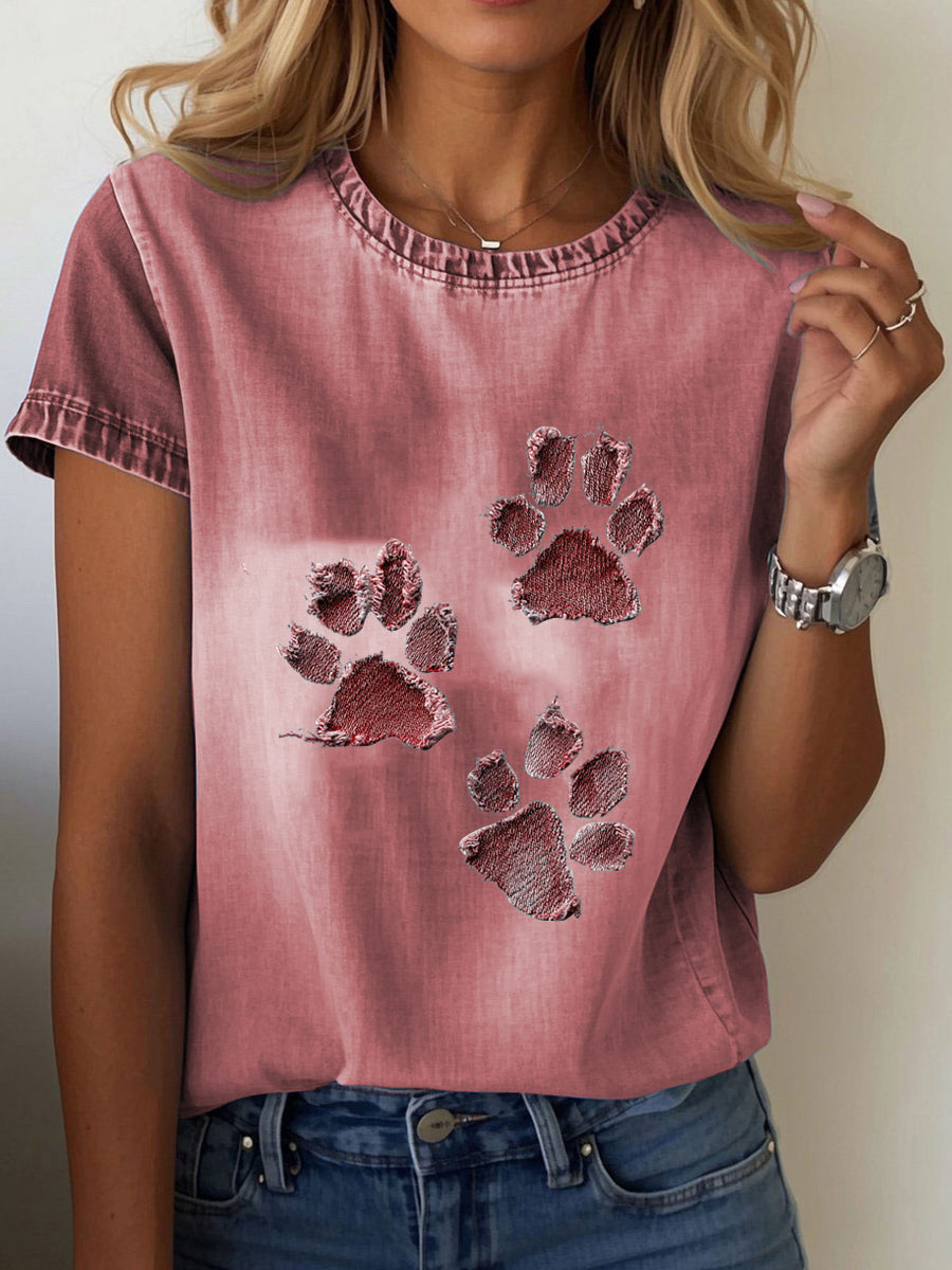 Damen Jeans-Pfote T-Shirt