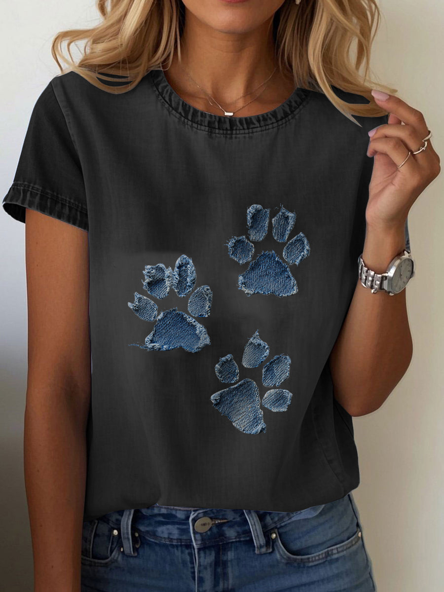 Damen Jeans-Pfote T-Shirt