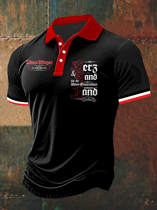 Herren Dlten Pfleger Print Polo Hals Kurzarm T-Shirt