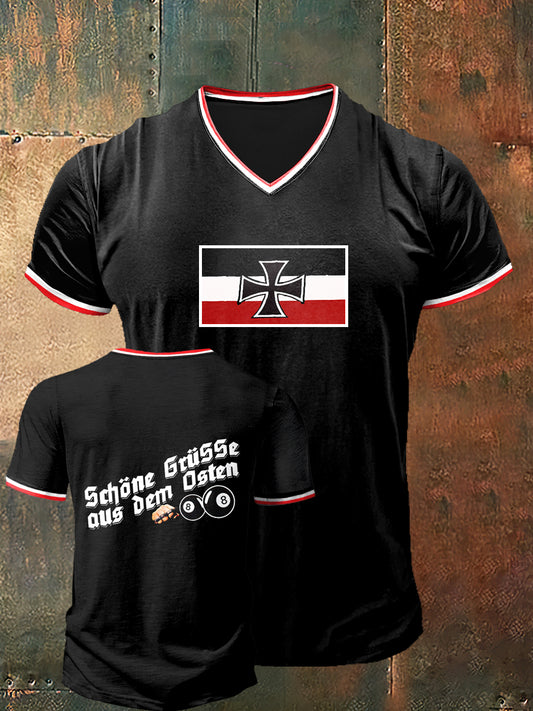 Herren 8 Billard Ball gedruckt Vintage Mode Kurzarm V-Ausschnitt T-Shirt