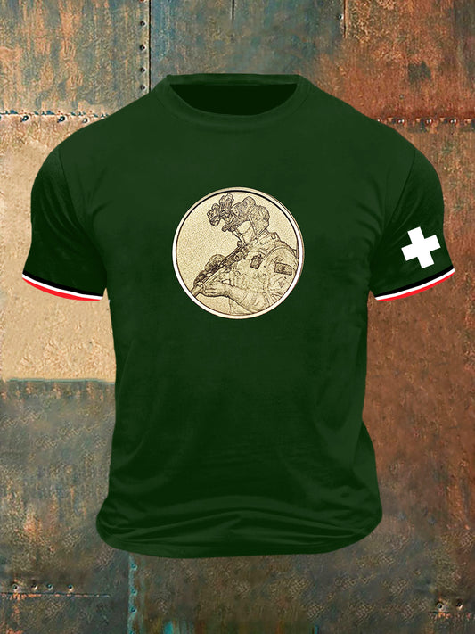 Herren Delta Force Print Vintage Mode Kurzarm T-Shirt